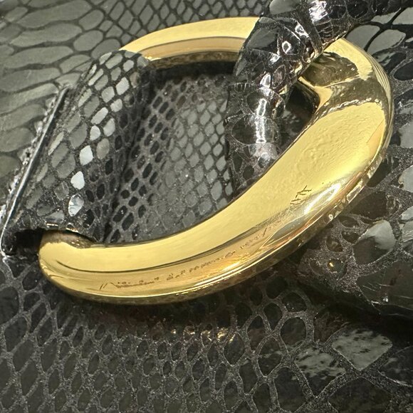 MICHAEL Michael Kors Snakeskin Leather Gold Chain Evening Bag Clutch Black EUC - Picture 16 of 16